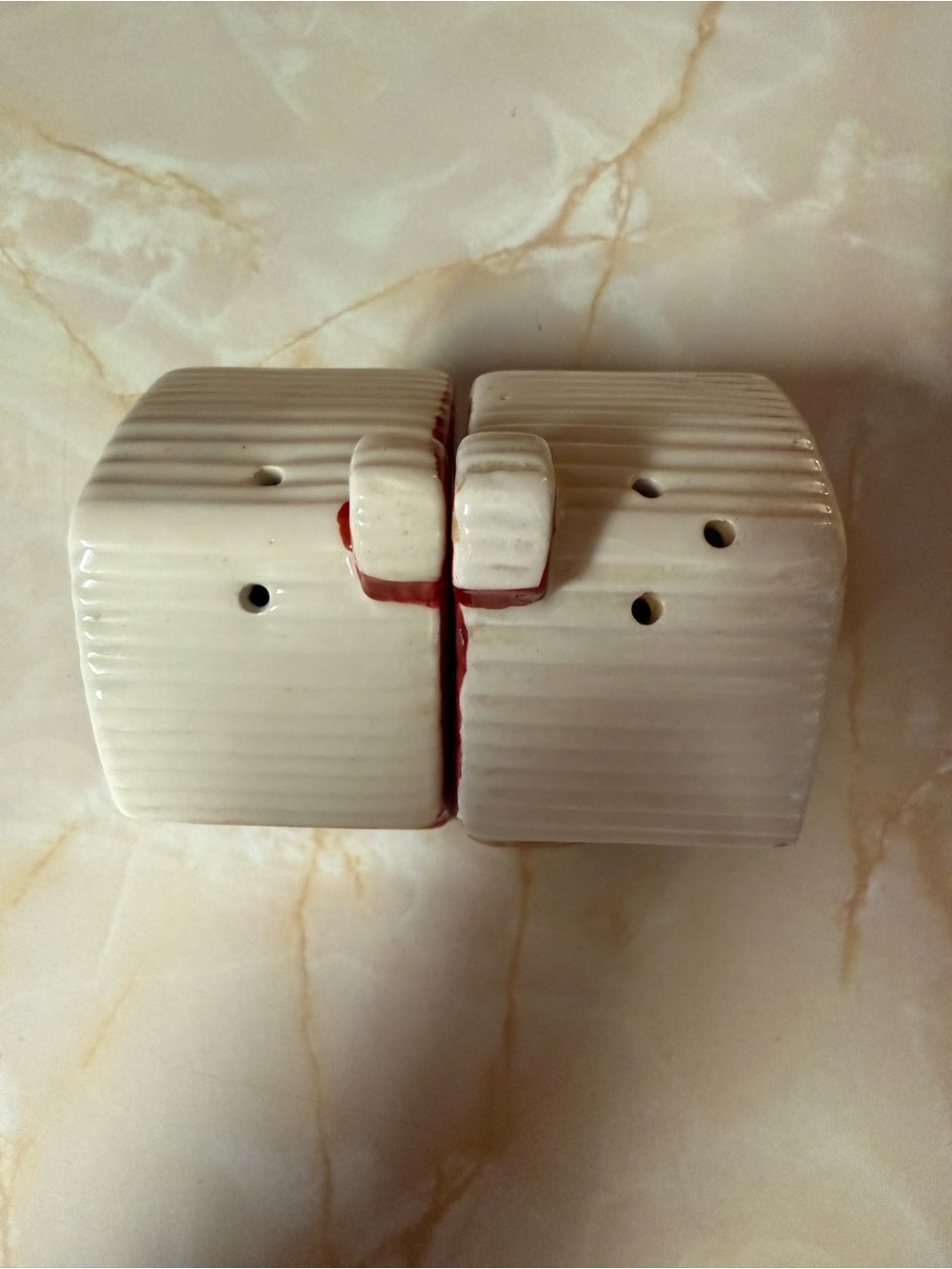 Pioneer Woman Red and White Barn Ceramic Salt & Pepper Shaker Set - Home Accents - Picture 6 of 8